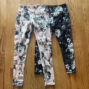 Victoria's Secret Floral Leggings - Pink and Black